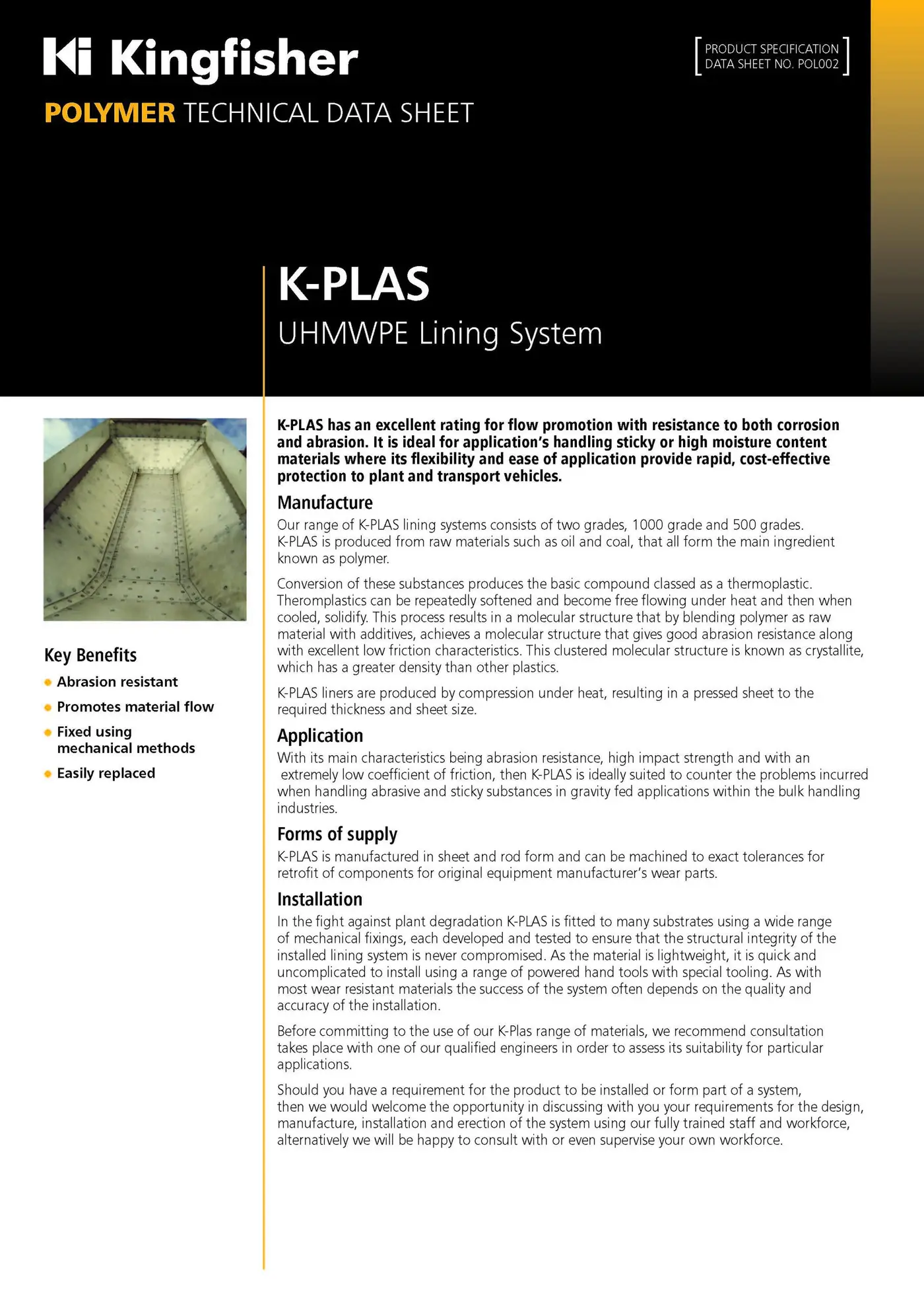 Data Sheets – Polymer | Kingfisher Industrial